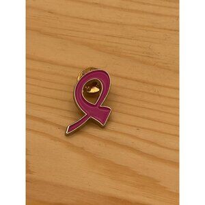 Vintage Pink Enamel Breast Cancer Awareness Ribbon Lapel Pin